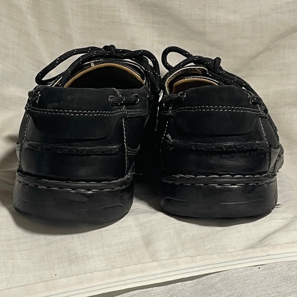 Clarks Waterloo Men 12 Leather Boat Shoe Black Lace Up Comfort Slip On Loafer - Picture 4 of 9